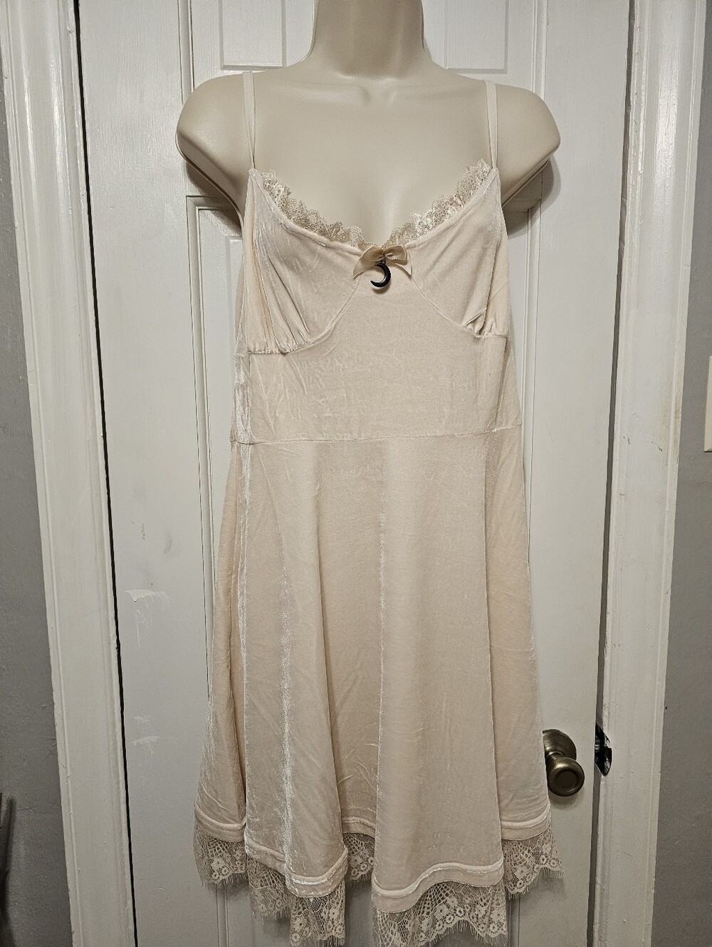 Killstar Cream Lace-Trim Slip Dress
